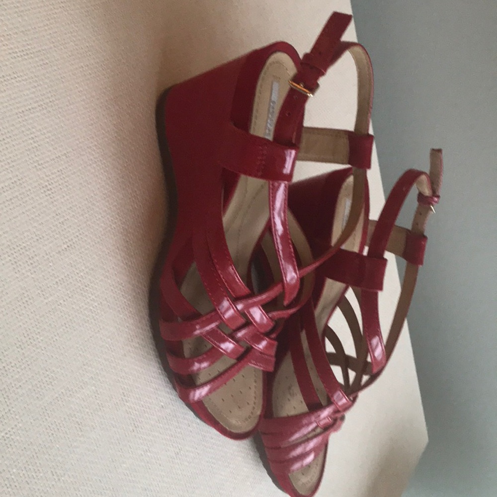 Red wedge sandals by Geox